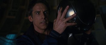 Movie still from “The Watch” (2012), directed by Akiva Schaffer – Ben stiller holding something in his hand; Close Up shot, High angle