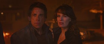 Movie still from “The Watch” (2012), directed by Akiva Schaffer – A man and a woman standing next to each other; Close Up shot, Over the shoulder angle