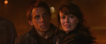 Movie still from “The Watch” (2012), directed by Akiva Schaffer – A man and a woman posing for a picture; Close Up shot, Over the shoulder angle