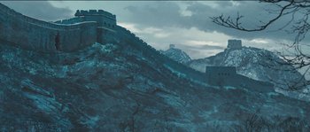 Movie still from “The Way Back” (2010), directed by Peter Weir – A view of the great wall of china from a distance; Extreme Wide shot, Low angle