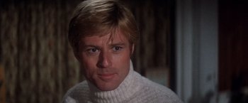 Movie still from “The Way We Were” (1973), directed by Sydney Pollack – A person wearing a white sweater; Close Up shot, Low angle