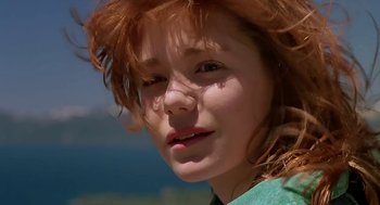 Movie still from “The Wizard” (1989), directed by Todd Holland – A person with red curly hair; Close Up shot, Low angle