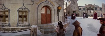 A girl walking down the steps of a church