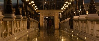 Movie still from “Think Like a Man Too” (2014), directed by Tim Story – Two people are standing in front of a doorway; Extreme Wide shot, High angle