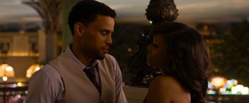 Movie still from “Think Like a Man Too” (2014), directed by Tim Story – A man and a woman are looking at each other; Close Up shot, Over the shoulder angle