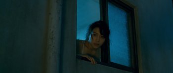 Movie still from “Thirst” (2009), directed by Park Chan-wook – A woman leaning up against a window sill; Close Up shot, Low angle
