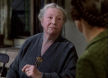 Movie still from “This Happy Breed” (1944), directed by David Lean – An older woman talking to a younger woman; Close Up shot, Over the shoulder angle