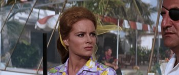 Movie still from “Thunderball” (1965), directed by Terence Young – A person wearing a shirt; Close Up shot, Low angle