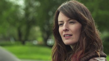 Movie still from “Touchy Feely” (2013), directed by Lynn Shelton – A person with long hair; Close Up shot, Low angle