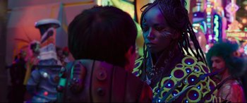 Movie still from “Valerian and the City of a Thousand Planets” (2017), directed by Luc Besson – A young boy and an alien looking into each other's eyes; Close Up shot, Over the shoulder angle