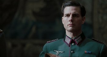 Movie still from “Valkyrie” (2008), directed by Bryan Singer – A person wearing a uniform; Close Up shot, Low angle