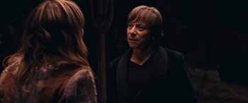 Movie still from “Venus in Fur” (2013), directed by Roman Polanski – A man and a woman looking at one another; Close Up shot, Over the shoulder angle