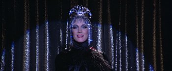 Movie still from “Victor/Victoria” (1982), directed by Blake Edwards – A woman in a black dress and a crown; Close Up shot, Low angle