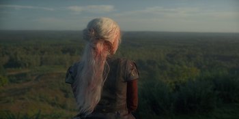 Movie still from “House of the Dragon” (2022), created by George R.R. Martin – Medium shot, High angle