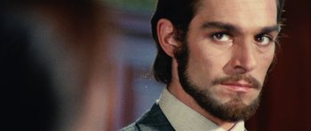 Movie still from “What Have You Done to Solange?” (1972), directed by Massimo Dallamano – A person with a beard; Close Up shot, Over the shoulder angle