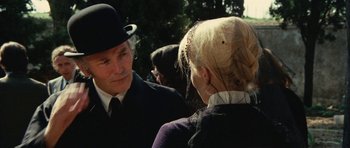 Movie still from “What Have You Done to Solange?” (1972), directed by Massimo Dallamano – A man and a woman talking to each other outside; Close Up shot, Over the shoulder angle