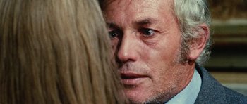 Movie still from “What Have You Done to Solange?” (1972), directed by Massimo Dallamano – A man and a woman's face; Extreme Close Up shot, Over the shoulder angle