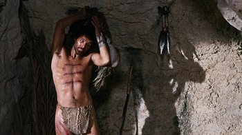 Movie still from “When Dinosaurs Ruled the Earth” (1970), directed by Val Guest – Medium shot, Low angle