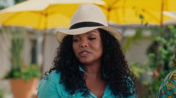Movie still from “Why Did I Get Married Too?” (2010), directed by Tyler Perry – A person wearing a hat; Close Up shot, Over the shoulder angle