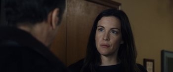 Movie still from “Wildling” (2018), directed by Fritz Böhm – A woman with blue eyes looking at a man with blue eyes; Close Up shot, Over the shoulder angle