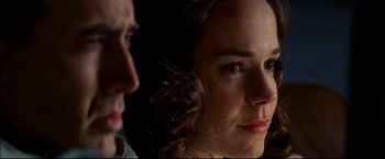 Movie still from “Windtalkers” (2002), directed by John Woo – A person looking at the camera; Close Up shot, Over the shoulder angle