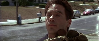 Movie still from “Wonder Boys” (2000), directed by Curtis Hanson – A person with a rope around his neck; Close Up shot, Over the shoulder angle