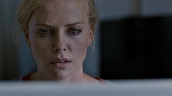Movie still from “Young Adult” (2011), directed by Jason Reitman – A person looking at a computer screen; Close Up shot, Over the shoulder angle