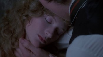 Movie still from “Young Sherlock Holmes” (1985), directed by Barry Levinson – A man and a woman sleeping together in a room; Close Up shot, Overhead angle