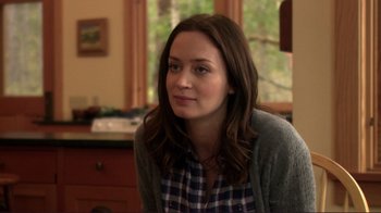 Movie still from “Your Sister's Sister” (2011), directed by Lynn Shelton – A woman sitting in front of a window in a room; Close Up shot, Over the shoulder angle