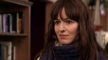 Movie still from “Your Sister's Sister” (2011), directed by Lynn Shelton – A person wearing a scarf; Close Up shot, Over the shoulder angle