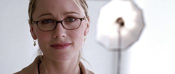 Movie still from “Zoolander” (2001), directed by Ben Stiller – A person wearing glasses; Close Up shot, Over the shoulder angle