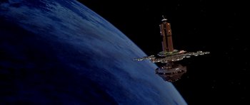 Movie still from “Star Trek: The Motion Picture” (1979), directed by Robert Wise – An image of a space station above the earth; Extreme Wide shot, Low angle