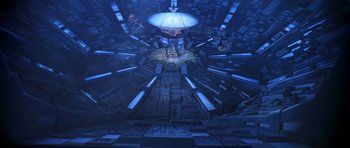 Movie still from “Star Trek: The Motion Picture” (1979), directed by Robert Wise – An aerial view of a city at night with lights; Extreme Wide shot, Overhead angle