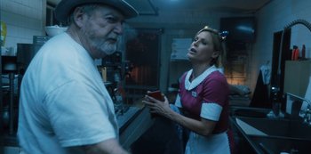 Movie still from “Hubie Halloween” (2020), directed by Steven Brill – Medium shot, Low angle