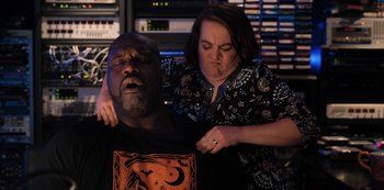 Movie still from “Hubie Halloween” (2020), directed by Steven Brill – Medium shot, Over the shoulder angle