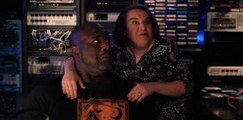 Movie still from “Hubie Halloween” (2020), directed by Steven Brill – Medium shot, Over the shoulder angle