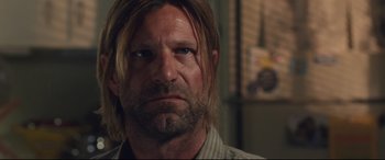 Movie still from “Incarnate” (2016), directed by Brad Peyton – A person with long hair; Close Up shot, Over the shoulder angle