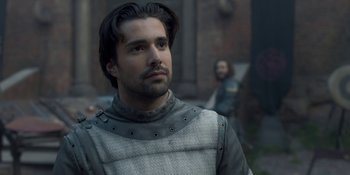 Movie still from “House of the Dragon” (2022), created by George R.R. Martin – Close Up shot, Over the shoulder angle