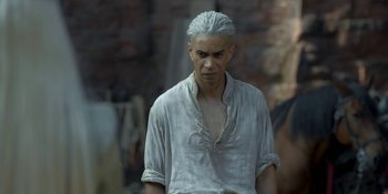 Movie still from “House of the Dragon” (2022), created by George R.R. Martin – Medium shot, High angle