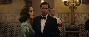 Movie still from “Allied” (2016), directed by Robert Zemeckis – Medium shot, Over the shoulder angle