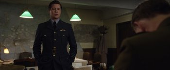 Movie still from “Allied” (2016), directed by Robert Zemeckis – Medium shot, Over the shoulder angle