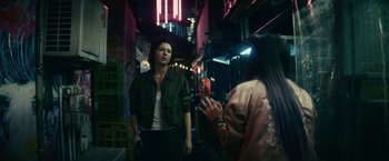 Movie still from “Kate” (2021), directed by Cedric Nicolas-Troyan – Medium shot, Over the shoulder angle