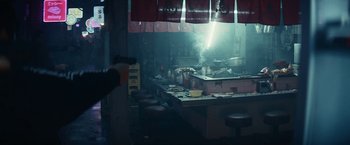 Movie still from “Kate” (2021), directed by Cedric Nicolas-Troyan – Wide shot, Over the shoulder angle