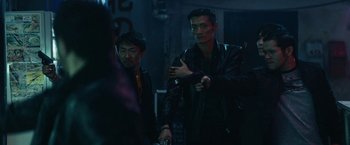 Movie still from “Kate” (2021), directed by Cedric Nicolas-Troyan – Medium shot, Over the shoulder angle