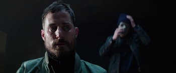 Movie still from “Kidnapping Stella” (2019), directed by Thomas Sieben – A person with a beard; Close Up shot, Over the shoulder angle