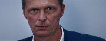 Movie still from “La La Land” (2016), directed by Damien Chazelle – A person with a blue eye; Close Up shot, Low angle