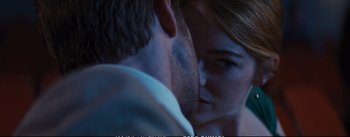 Movie still from “La La Land” (2016), directed by Damien Chazelle – A man and a woman's face; Close Up shot, Over the shoulder angle