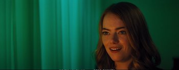 Movie still from “La La Land” (2016), directed by Damien Chazelle – A person with long hair; Close Up shot, Over the shoulder angle