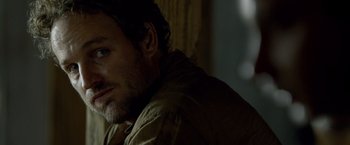 Movie still from “Lawless” (2012), directed by John Hillcoat – A person with a beard; Close Up shot, Over the shoulder angle