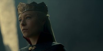 Movie still from “House of the Dragon” (2022), created by George R.R. Martin – Close Up shot, Over the shoulder angle